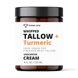 Tallow Cream + Turmeric - Beef Tallow Moisturizer Lotion, Tallow Balm, All natural Grass Fed Beef Tallow, For face and Body, Whipped