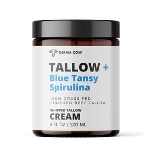 Tallow + Blue Tansy and Spirulina Cream - Beef Tallow Moisturizer, Tallow Cream for Face, Grass Fed All Natural Skincare, Beef Tallow