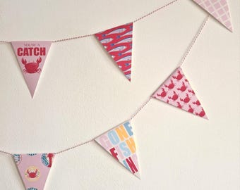 Pink Nautical Party Bunting - Printable Decoration (Digital Download)