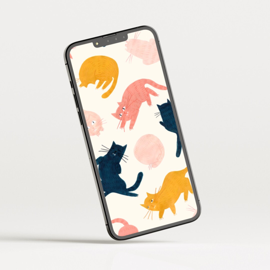 Cute Cats Phone Wallpaper Set – Hand-painted PNG (digital Download) - Etsy