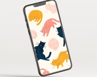 Cute Phone Wallpaper set of 2 - Chilling Cats - DOWNLOAD