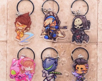 Overwatch clear Acrylic Keyring - keychain Video game Animation characters