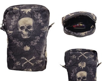 Handmade cotton fabric bag | crossbody | shoulder bag | single | Skully Bones