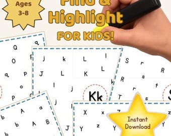 Alphabet Find & Highlight Printables | A–Z Letter Recognition Worksheets | Preschool Literacy Activity | Homeschool Learning Game