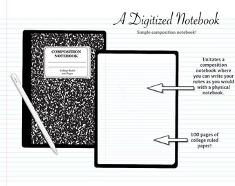 Digital Marble Notebook – 100-Page Lined PDF for Note-Taking & Journaling
