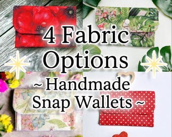 Small Snap Wallet – Handmade Fabric Card Holder, Minimalist Wallet for Cards & Cash, Slim Purse Accessory
