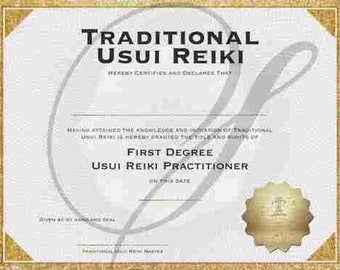 Traditional Usui Reiki | digital | certificates | PDF | class | download