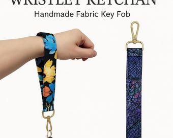 Wristlet Keychain – Handmade Fabric Key Fob with Clasp, Cute Gift for Her