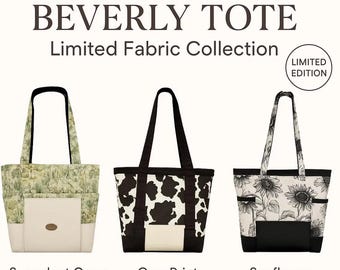 Handmade Cotton Beverly Tote Bag – Limited Edition Fabric, Everyday Shoulder Bag