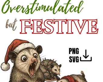 Overstimulated But Festive – Christmas Possum Clipart Set (Commercial Use)