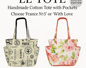Handmade Cotton Tote Bag with Pockets – Limited Edition