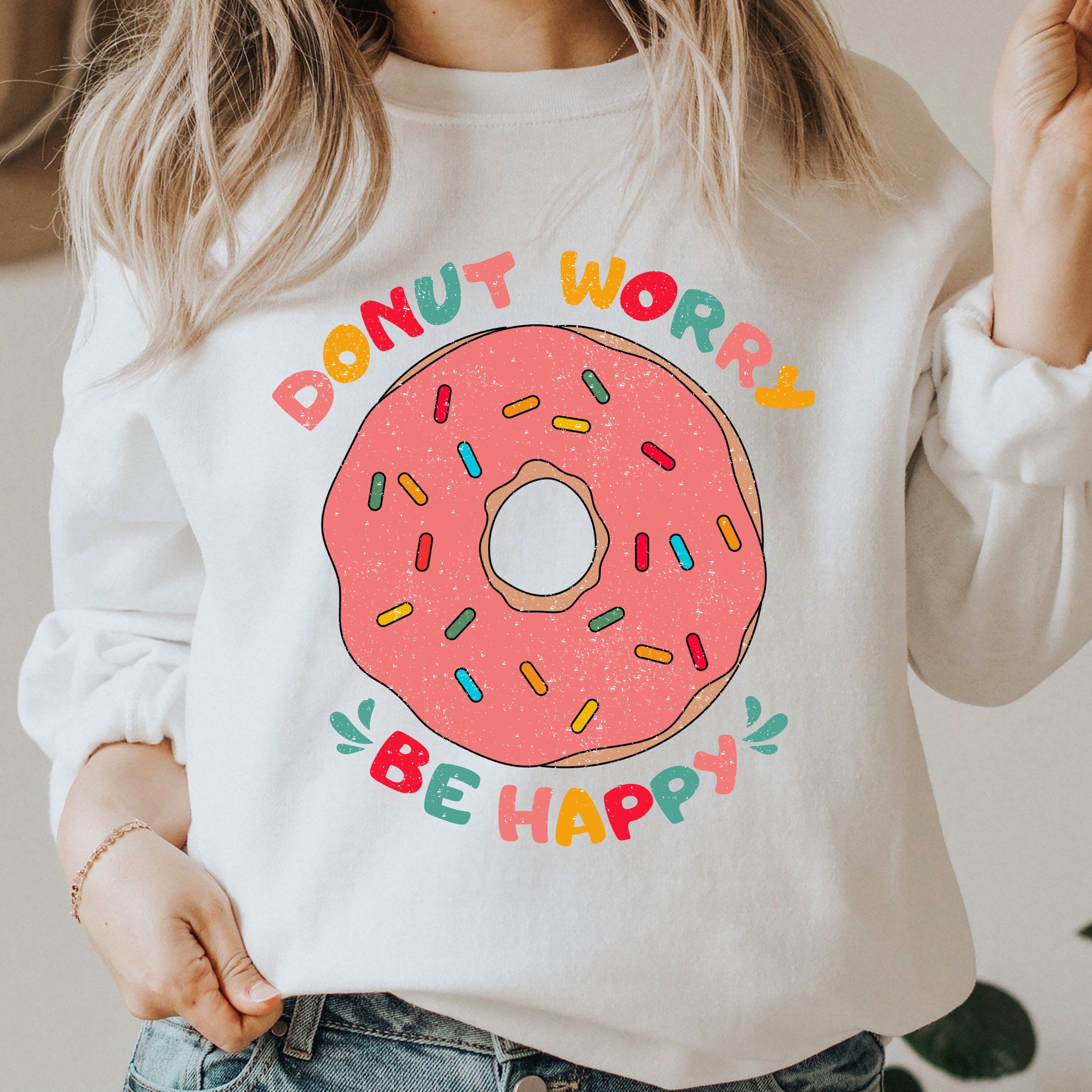Donut SVG, Donut Worry Be Happy SVG, Instant Download, Cricut Cut Files ...