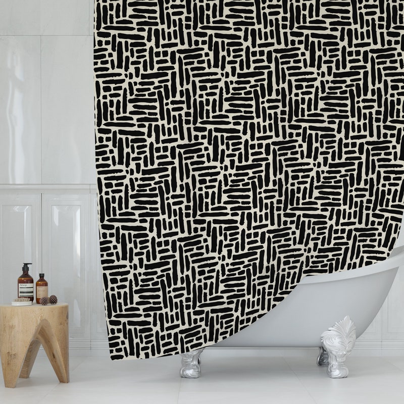 Black Camera Print Pattern Bathroom Shower Curtain