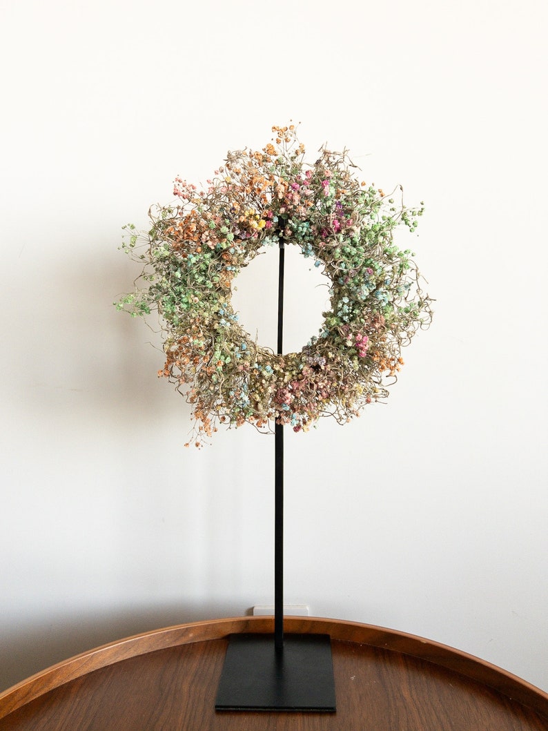 Tie-Dye Baby's Breath Wreath – Vibrant Home Decor Inspired by a Rustic Farmhouse | Spring Accent Grapevine Wreath with Dried Flowers