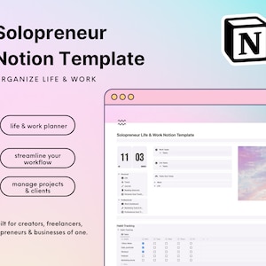 Notion Template | Notion Business Template | Notion Dashboard | Notion Template for Freelancers, Solopreneurs & Creators