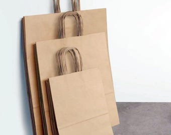 Xpack Kraft Brown Paper Grocery Bag with handle, Gift Bags, Shopping Retail Merchandise Bags, Recycled Takeout/To Go Bags