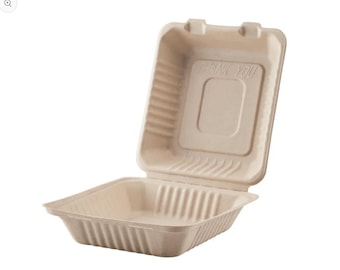 Xpack Compostable Clamshell Food Containers for Takeout Heavy-Duty Quality Made from Natural Sugar Cane Fibers,Eco-Friendly & Biodegradable