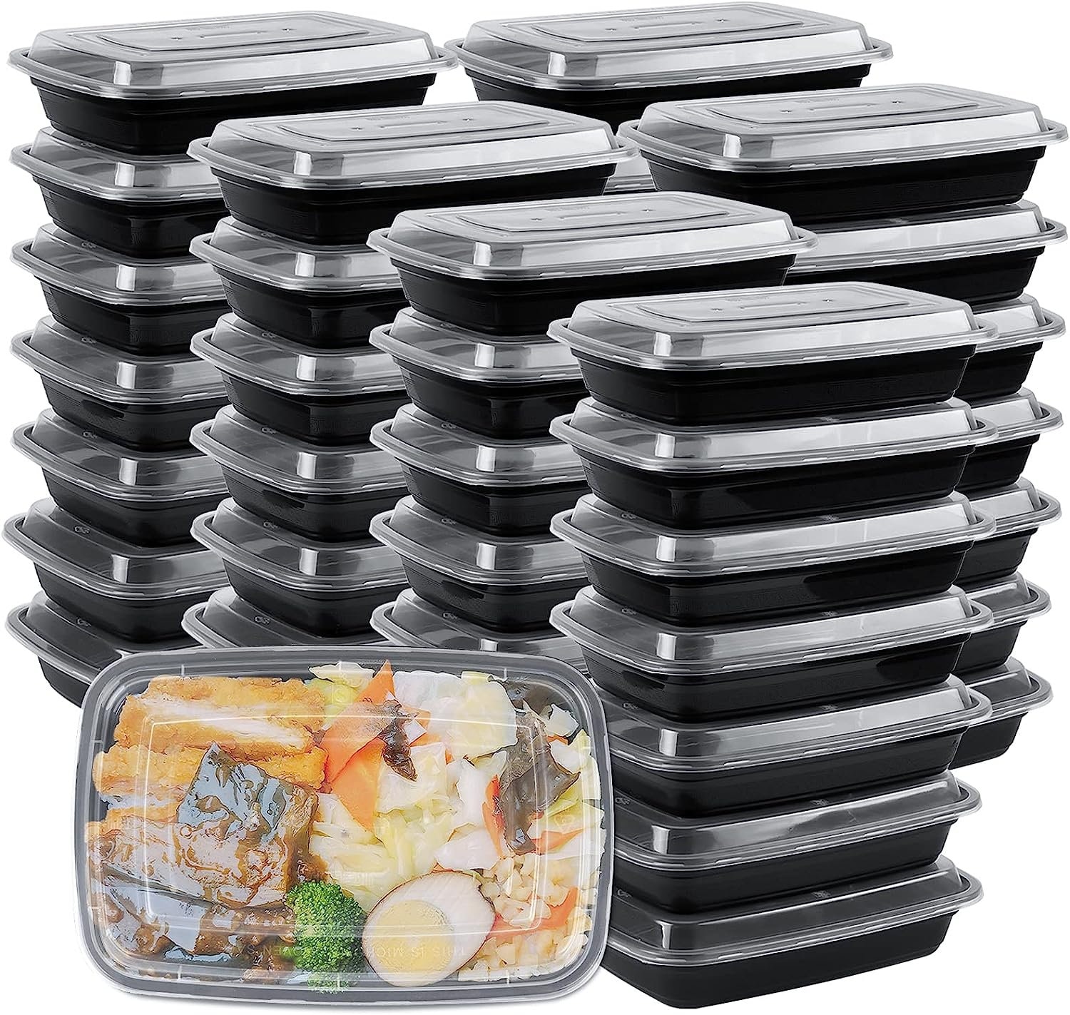 Reusable Meal Prep Containers Microwave Safe Food Storage,Take Out Disposable Plastic Bento Box , BPA Free - Dishwasher & Freezer Safe 38 oz