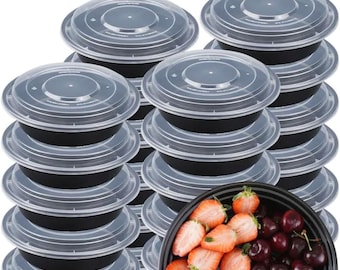 Meal Prep Round Containers Food Storage Containers Lids Plastic Bento Box Reusable BPA Free Lunch Boxes Disposable, Microwave  Freezer Safe