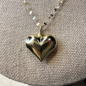 Solid Gold Pendant Jumbo Puffy Heart 14k Gold Pendant Charm