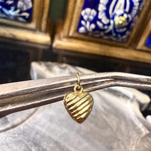 Solid Gold Pendant Puffy Heart 14k Gold Vintage Charm