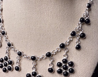 Sterling Silver Black Onyx Statement Necklace