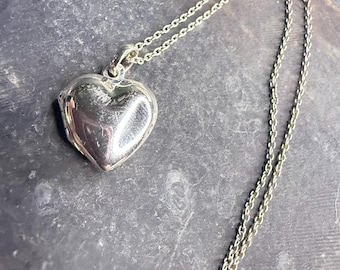 Sterling Silver Heart Locket Necklace - Photo Keepsake