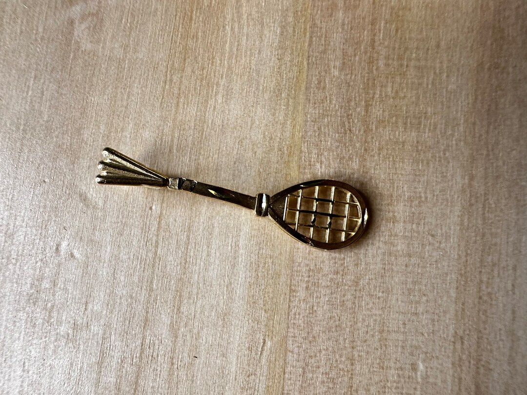 Solid Gold Tennis Racket Pendant 14k Yellow Gold Charm - Etsy