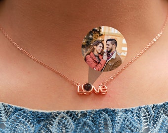Personalized Projection LOVE Necklace, Memorial Gift for Best Friend, Photo Projection Charm, Birthday Gift, Gift for Mama