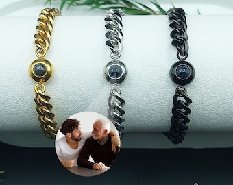 Projection Photo Bracelet for Father&#39;s Day, Charm Picture Bracelet, Personalized Picture Jewelry, Birthday Gift for Him/Her, Mom Bracelet