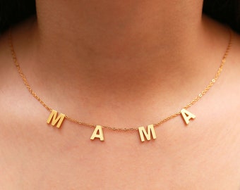 Personalized Mama Necklace Gift for Mom, New Mom Necklace, MAMA Letter Necklace, Mothers Day Gift, Jewelry Gifts for Mom, Anniversary Gift