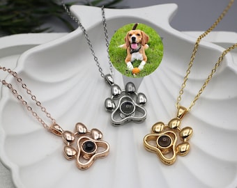 Collana personalizzata per proiezione di foto di zampa, ciondolo commemorativo di cane/gatto, collana commemorativa per animali domestici, stampa di zampa per lei, regalo per la festa della mamma