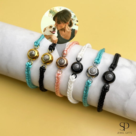 Photo Projection Bracelet with Stone Beads and Circle Charm – Photo Memory  Bracelet LLC