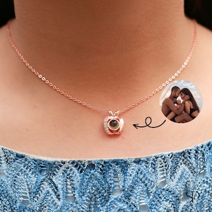 Personalized Projection Photo Necklace, Photo Pendant, Custom Photo Inside Jewelry, Necklace for Best Friend, Christmas Gift for Her