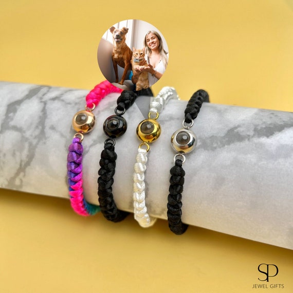 TATLETATLE Bracciali personalizzati con immagine all'interno,braccialetti con foto personalizzate Bracciali di proiezione con foto,braccialetto con foto I Love You Bracciale 100 lingue (A-Nero