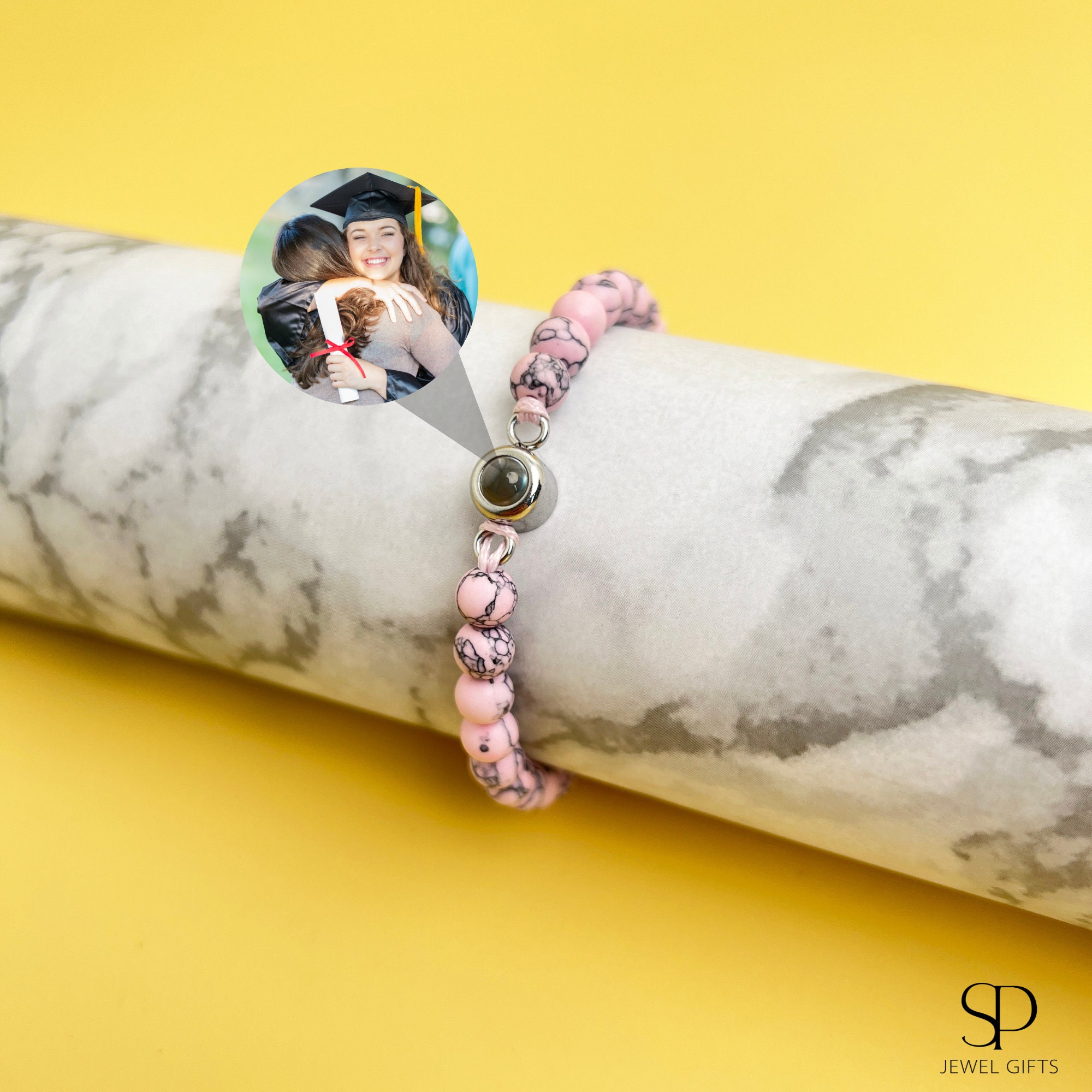 Bracciale Personalizzato Con Foto A Proiezione – Corda Intrecciata Regolabile, Pietra Con Immagine Nascosta