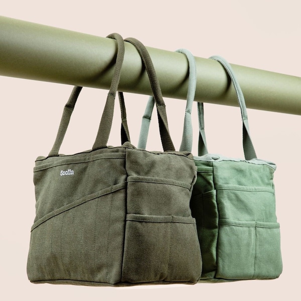 Paquete de 2 bolsas de proyectos Soolla® Studio para tejedores y alfareros, verde, bolsa de suministros para manualidades, bolsa de herramientas de cerámica y arcilla, regalo para proyectos de tejido