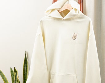 NEW: Soolla® Official Hoodie - Embroidered Peace Sign – Cream Color – Unisex – Oversized Sweatshirt, Pottery Sweatshirt, Artist Gift