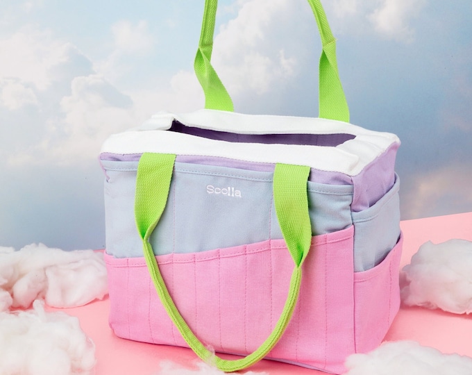 80's Windbreaker Soolla® Art Studio Bag, Stationery Supply Carrier & Pottery Tool Canvas Bag, Sewing Knitting Projects, Crafts Organizer