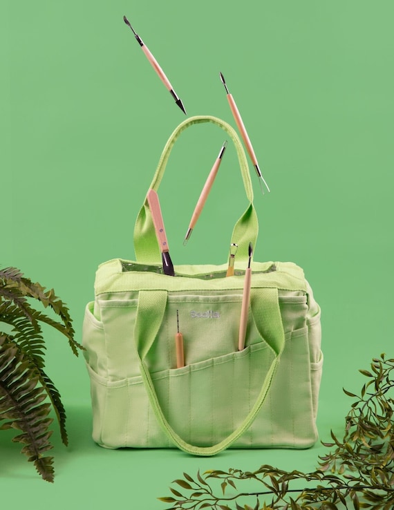 Lime Drip Soolla Studio Bag Pottery Clay Tool Tote Green Art Supplies Sewing Knitting Yarn Project Bag Crochet Clay Craft Bag Gift Etsy