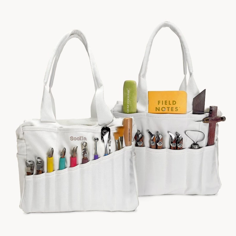 15 Colors Soolla® Studio Art Supply Bag, Pottery Clay Tool Storage Tote, Personalized Knitting Yarn Bag, Artist Gift, Crochet Organizer Bag image 1