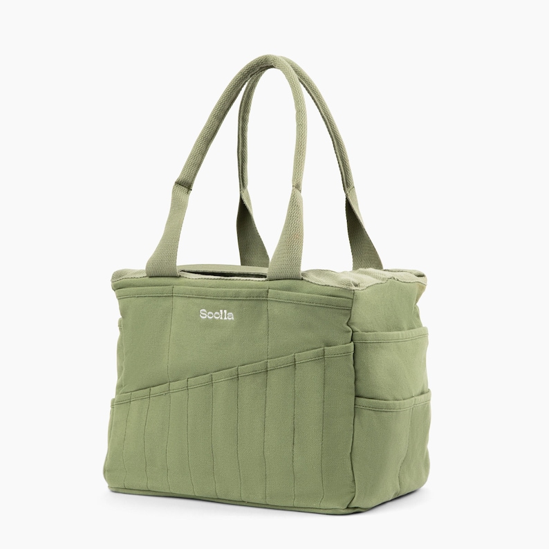 light green pottery and art supply bag
