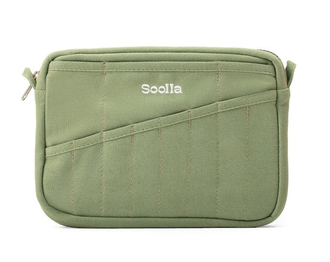 Soolla® Ganja Green Studio Pouch – Green Canvas Art Organizer | A5 Artist Pouch with YKK Zipper | Stationery & Supply Bag
