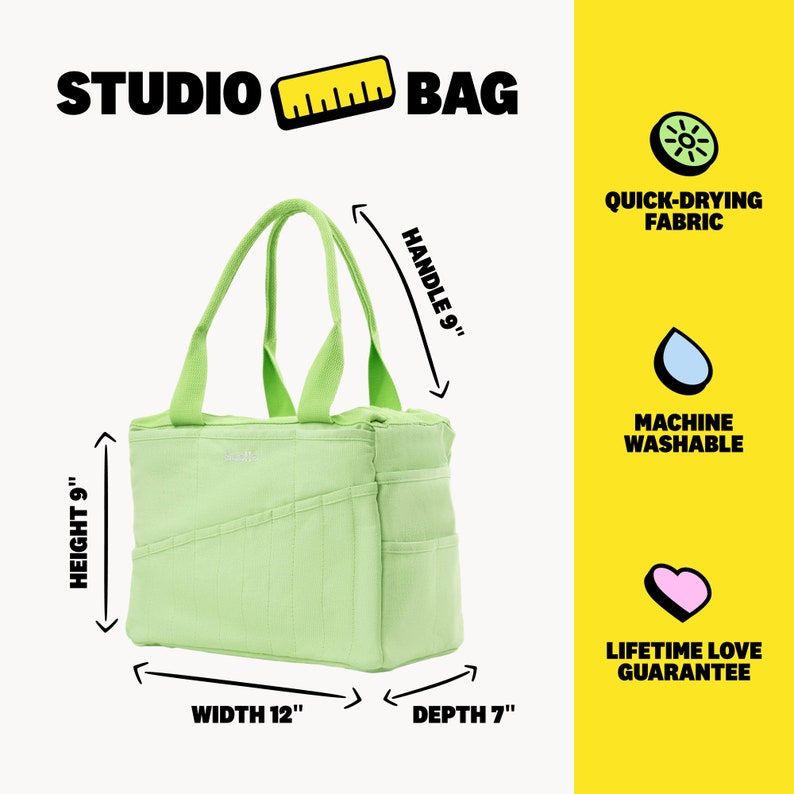 a picture of a tote bag with measurements