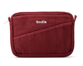 Soolla® Sangria Studio Pouch – Red Artist Organizer | Canvas A5 Supply Pouch with YKK Zipper | Art & Stationery Bag