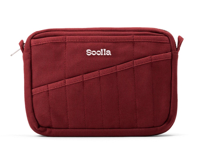 Soolla® Sangria Studio Pouch – Red Artist Organizer | Canvas A5 Supply Pouch with YKK Zipper | Art & Stationery Bag