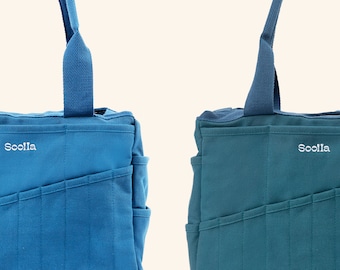 2-Pack Soolla® Studio Bags, Art Supply & Pottery Tool Bag, Blue Series, Knitting Project Bag, Crochet, Crafts Bag, Teacher Gift, Artist Gift