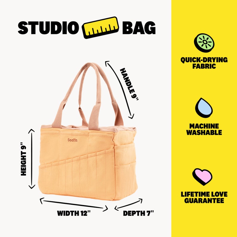 a picture of a tote bag with measurements