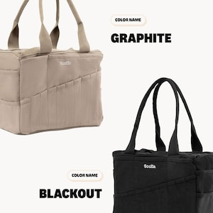 a tote bag and a black tote bag