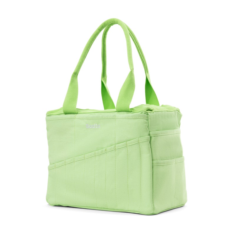 lime green pottery tool bag